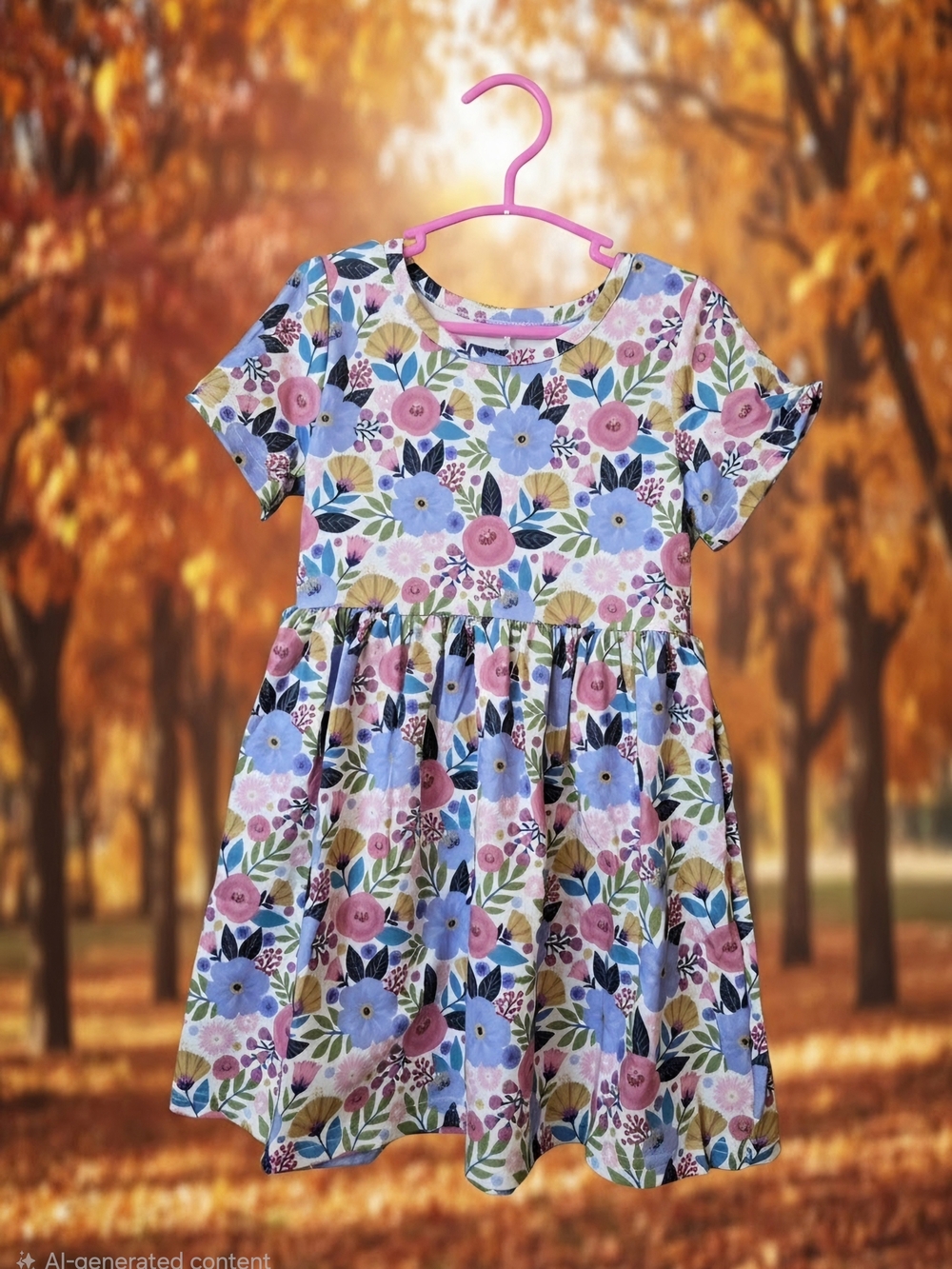 Pete + Lucy New With Tags Girls' Floral Short-Sleeve Dress - Pink & Blue Size 3T